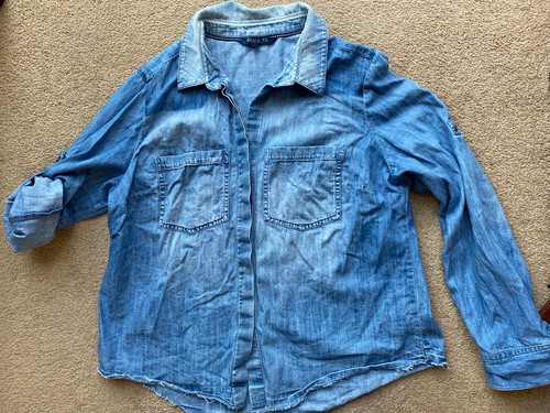Ladies Faded Denim Shirt Monsoon Blue 