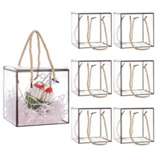 10sets Transparent PVC Plastic Gift box with Polyester Cord Square Black
