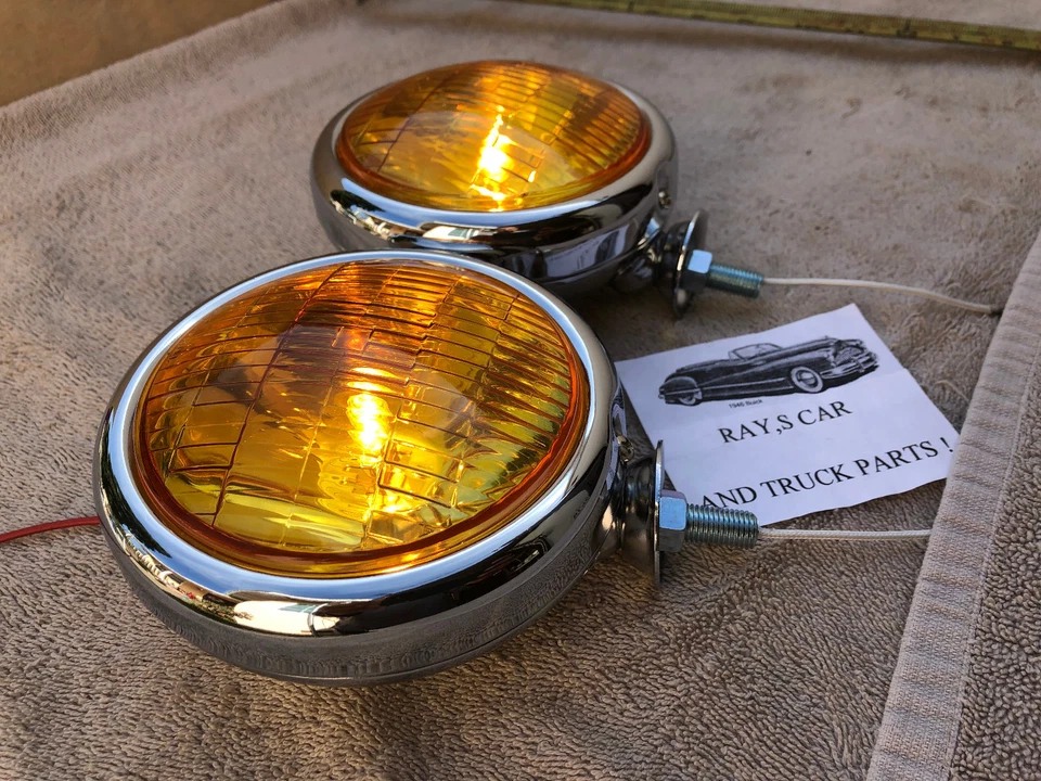 ¡NUEVO JUEGO/PAR DE PEQUEÑOS FAROS ANTINIEBLA ÁMBAR ESTILO VINTAGE EN 12 VOLTIOS! Foto 2 de 4