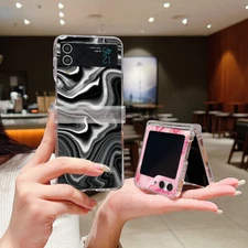 For Samsung Galaxy Z Flip7 Flip6 Flip5 Flip4 3 Marble Shockproof Case Hard Cover