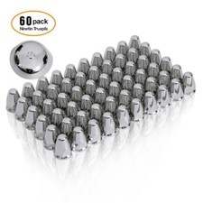 33mm X 2-58 Chrome Plastic Push On Style Lug Nut Covers For Semi Truck 60pcs