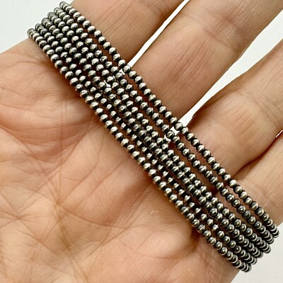 Navajo Pearls 16 inch Necklace Hand Strung Patina Sterling Silver 2mm Native