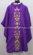 Neuf Violet Gothique Vêtement de Cérémonie Et Masse Lot Avec Broderie Casula