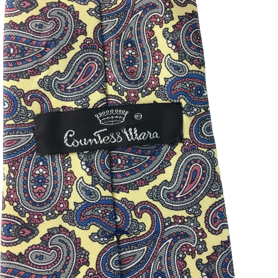 Corbata de vestir para hombre Corbata de vestir Condesa Mara Amarillo Paisley 56" Foto 3 de 4