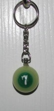 1 Inch Number 7 SEVEN LUMINOUS Mini POOL BALL Billiard Snooker KEYCHAIN Ring NEW