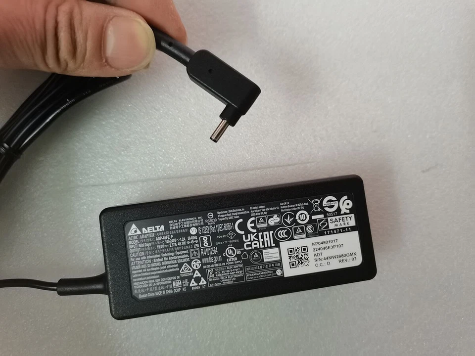 19V 2.37A 45W ADP-45FE F 3.0毫米尖端适用于宏碁 Aspire 5 N20C5 充电器原装新品 — 第 4/4 张图片