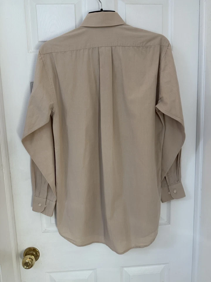 VTG Croft & Barrow Private Stock Single Needle Tailoring Beige Dress Shirt 32/33 - Image 2 of 4