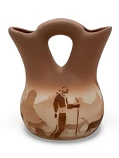 Signed Native American cabinet wedding vase 5 1/2 inches tall