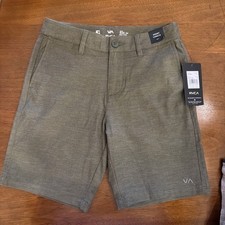 RVCA Back In Hybrid Shorts in an olive/military green color. Boys Sz 24