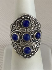 Southwest Style Beautiful Sterling Silver Blue Lapis Lazuli Ring Size 6