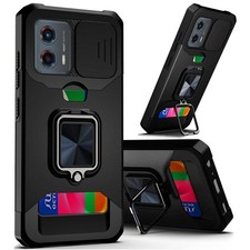 For Moto G 5G 2024 Phone Case Magnetic Ring Stand Card Slot Camera Privacy Cover