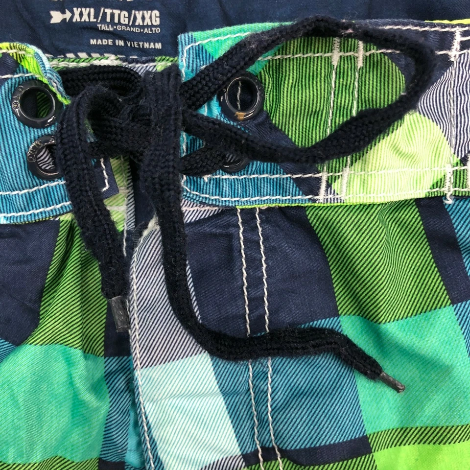 Bañador Old Navy para Hombres 2XL XXL Azul Marino Verde Rosa Corbata de Encaje Malla Forrada a Cuadros Foto 2 de 4