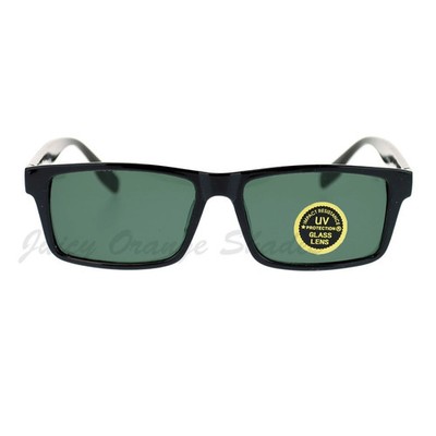 Glass Lens Sunglasses Men's Rectangular Biker Fashion Shades UV400