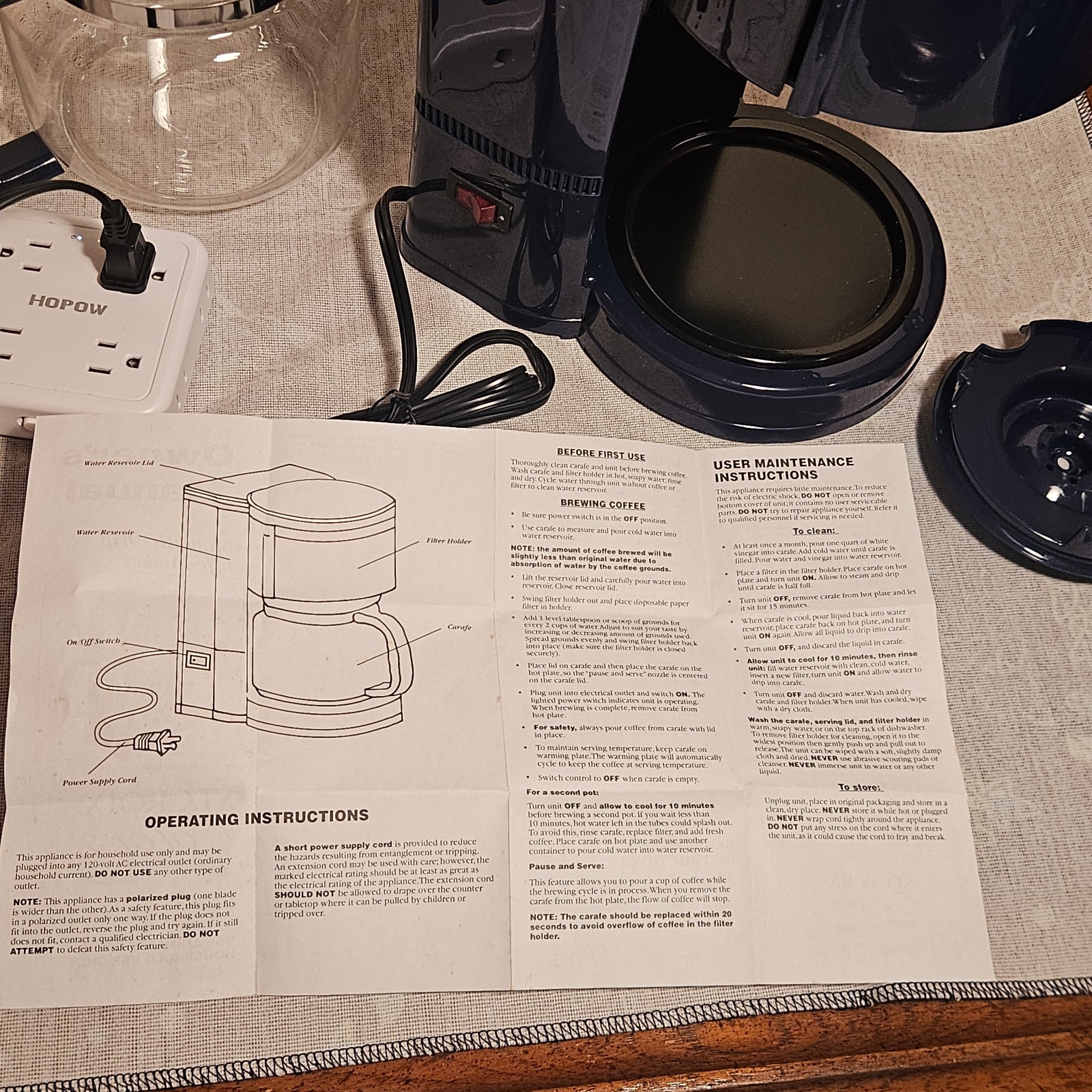 St. Croix Colors Blue 12 Cup Automatic Drip Coffee Maker W Instruction Manual