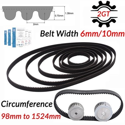 2mm Pitch 2GT Rubber Timing Belt Closed Loop 6mm/10mm Width for CNC, 3D Printer