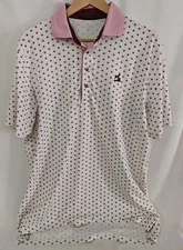 Men's Greyson Golf Polo Shirt Size Large All Over Print Short Sleeve White Pink