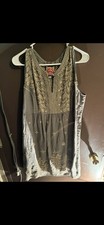Johnny Was Los Angeles Gray Embroidered Sleeveless Tunic Dress Women  s Size L