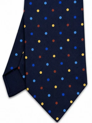 E. Marinella Napoli Unlined Silk Tie Navy Polka Dot Made in Italy New - Bild 1 von 4