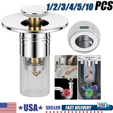 Universal Bathroom Sink Stopper Hair Catcher Pop Up Sink Drain Strainer Filter
