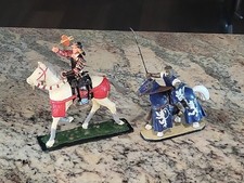 Pair Ed Colarik Hand Painted Pewter Crusaders Mounted Crusader Knight EC3