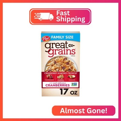 Great Grains Cranberry Almond Crunch Cereal, Cereal with Dried Cranberries and A