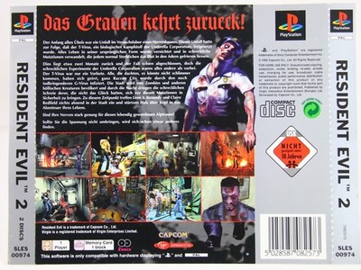 PS1 Playstation 1 Resident Evil 2 Backcover Back Gut