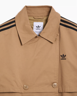 adidas Originals Retro Logo Twill Coat Oversize Trench Long Jacket