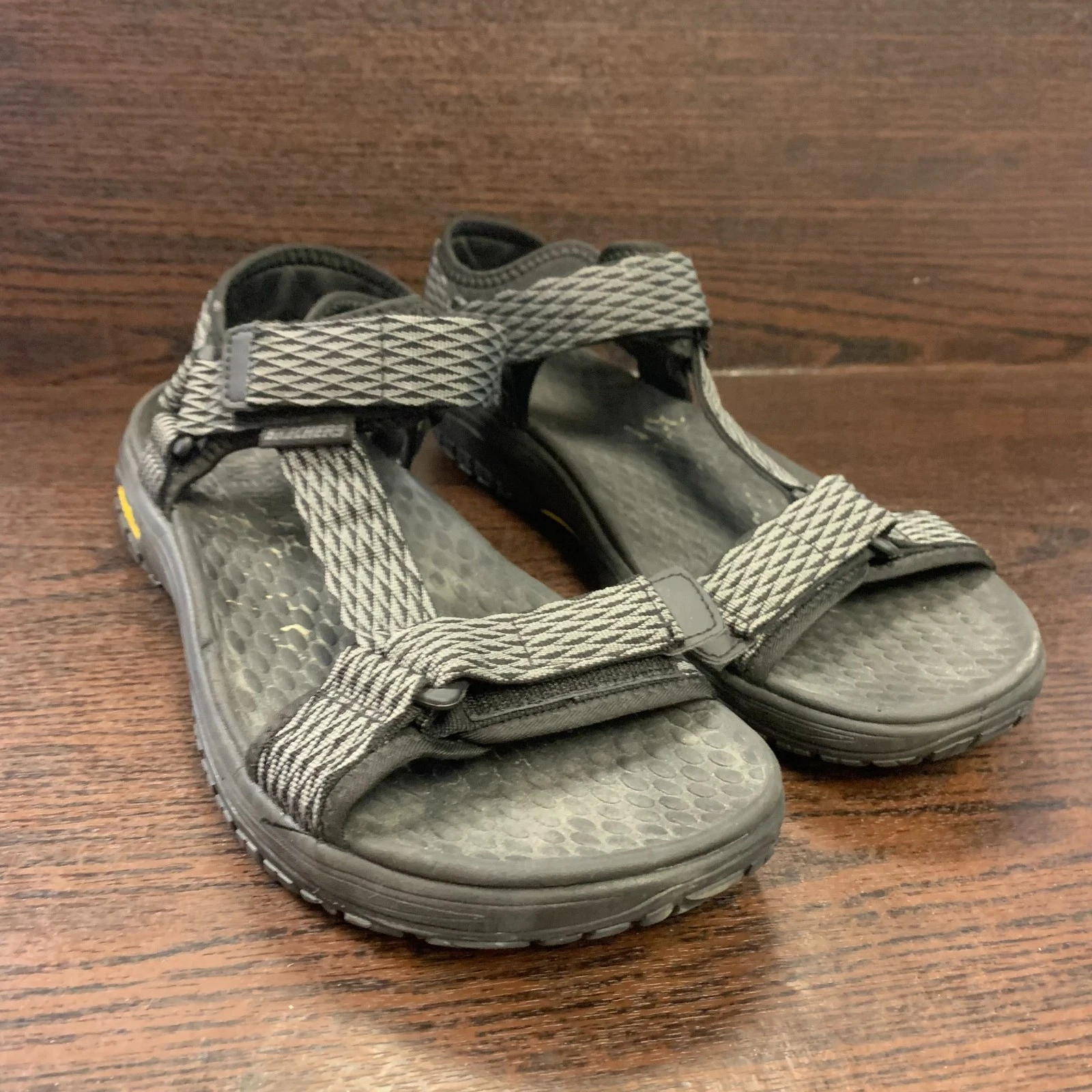 Skechers Men's Sandals Size 11 Black Gray Goodyear Sole Strappy Athletic Hiking