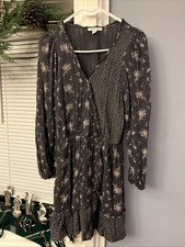 American Eagle Outfitters XL Black Faux Wrap Dress Long Sleeves V Neck Women’s