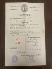 CERTIFICATE OF CITIZENSHIP - SWITZERLAND - FEBRUARY 5 1900 - VINTAGE