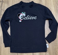 Disney Parks Sweatshirt Women Small SANTA MICKEY Believe Holiday High Neck NEW