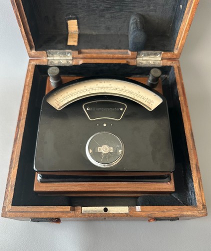 Vintage Siemens & Halske Germany Ammeter Milliamperemeter and Case