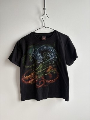 Vintage Y2K  Faded Black Hot Rock Dragon Men s Medium T-shirt