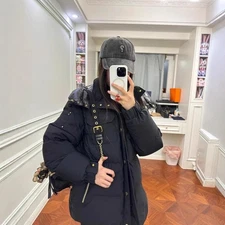 Moose Knuckles Men's and Women's Spliced Windproof  Down Jacket 