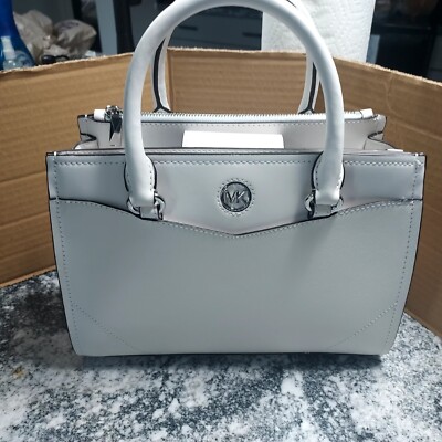 s-l400.jpg Michael Kors Womens Satchel Gray Leather Pockets Detachable Strap Tote Arm Bag main image 0