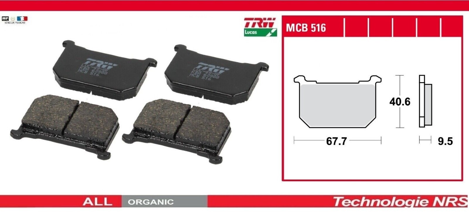 Plaquettes de frein moto Kawasaki 650 F garniture organique avant 1981 1982