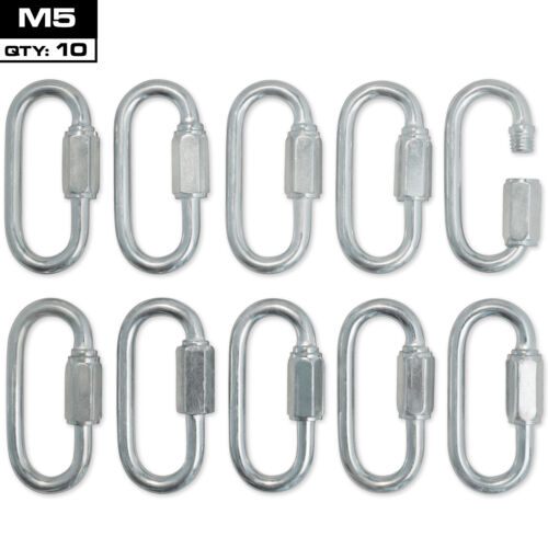 MEISTER QUICK LINK SCREWLOCK CARABINERS - M5 x 10 PACK - Galvanized Steel Clips - Picture 1 of 3