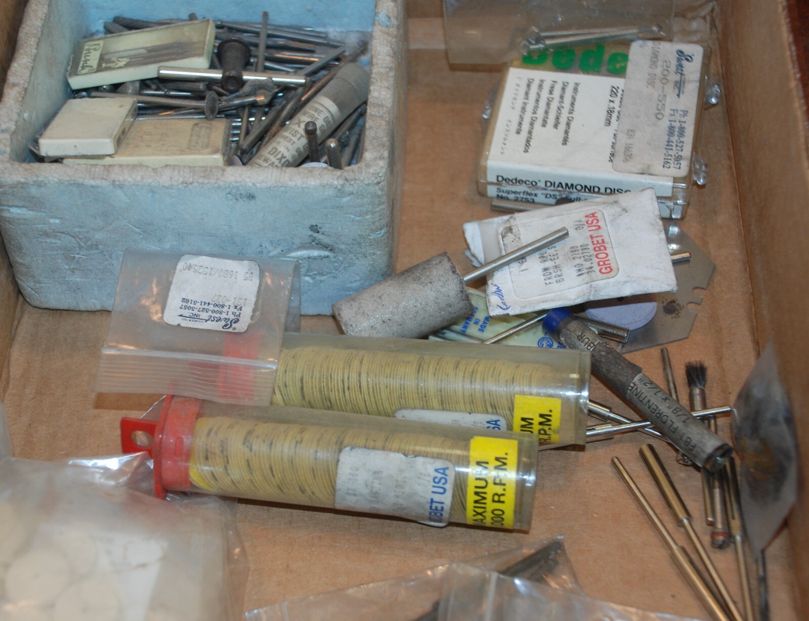 HUGE Lot of Foredom Flexible Shaft / Dremel Bits Drill Burs Buffs