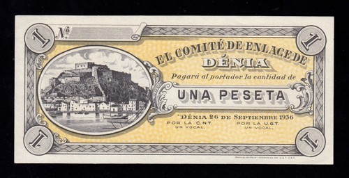 F.C. DENIA (ALICANTE) , 1 PESETA 1936 , S/C- .