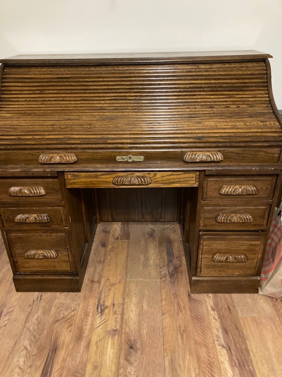 Oak Crest roll top desk Vintage Beautiful American 54