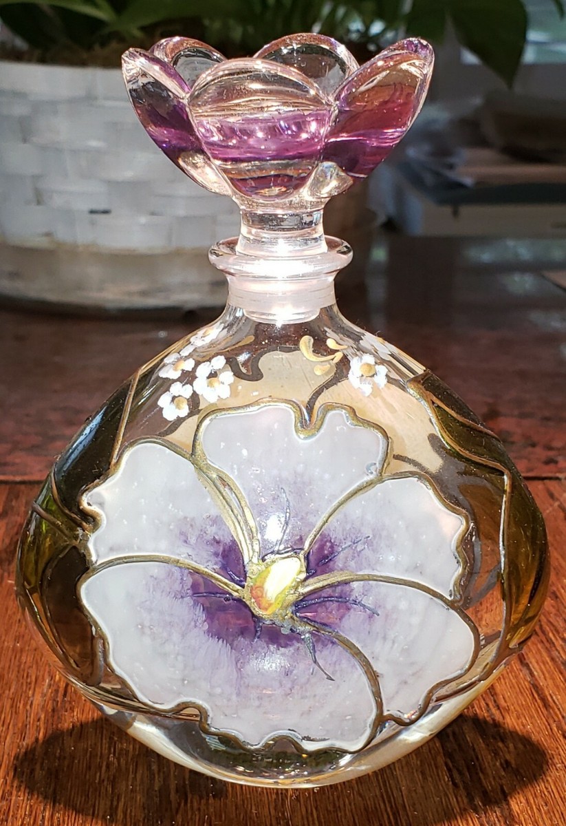 Handpainted Pretty Floral Design Glass Decorative Perfume Bottle