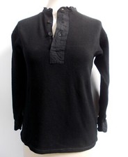 Genuine WWII Era Swedish Waffle Shirt Nightshirt 1940's Scandi Vintage Black VGC