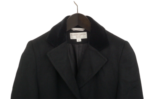 Women Albert Nipon Coat Black Overcoat Wool Long S IT40 FR38 US6 UK8 VAK685 - Picture 2 of 9