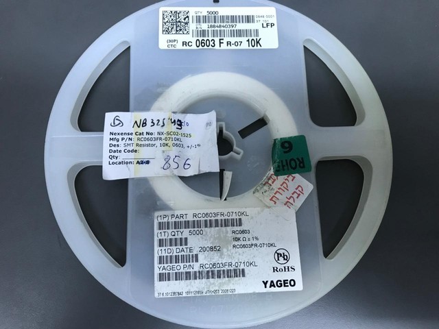 RC0603FR-0710KL - YAGEO - 856 pcs LOT, Resistor 10.0K OHM 1/10W 1% 0603 ...