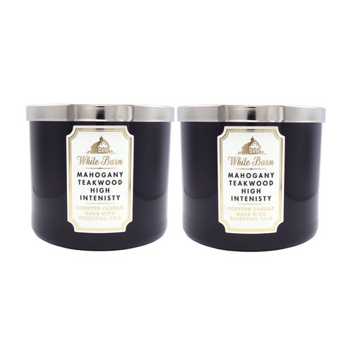 Bath Body Works 2 Mahogany Teakwood High Intensity 3 Wick Scented