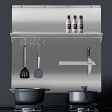 30"x30.7 inch Stainless Steel Kitchen Backsplash Range Hood Wall Shield+6 Hooks