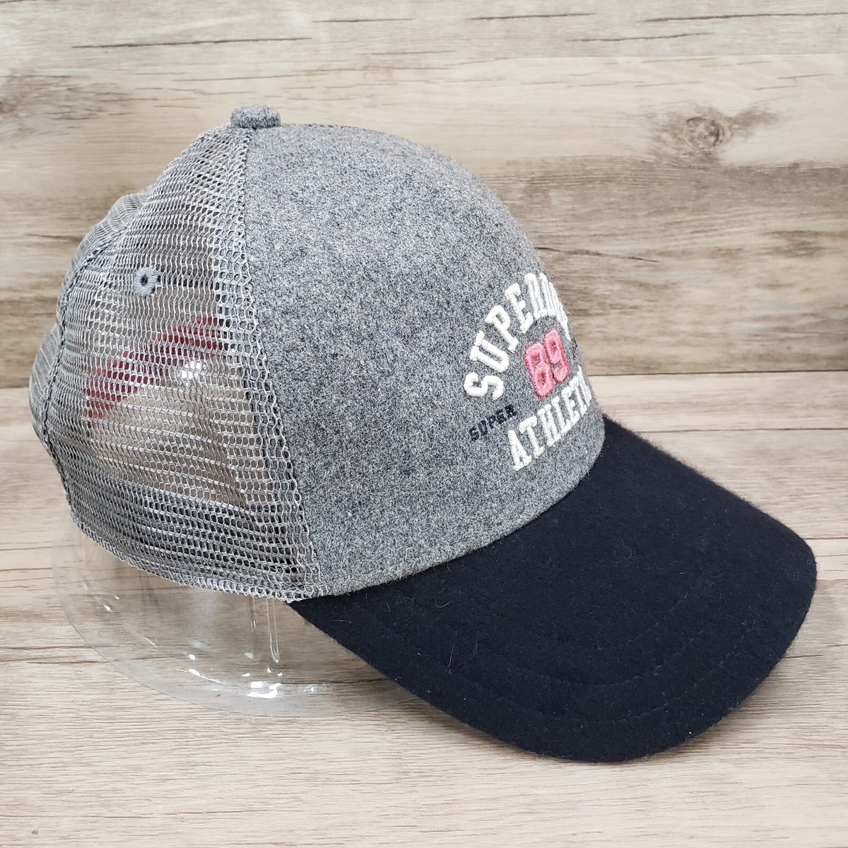 Superdry Athletic Hat Cap Super League 89 Gray Mesh Pink