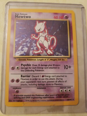 Mewtwo Hologram Pokemon Card Vintage Holo Rare