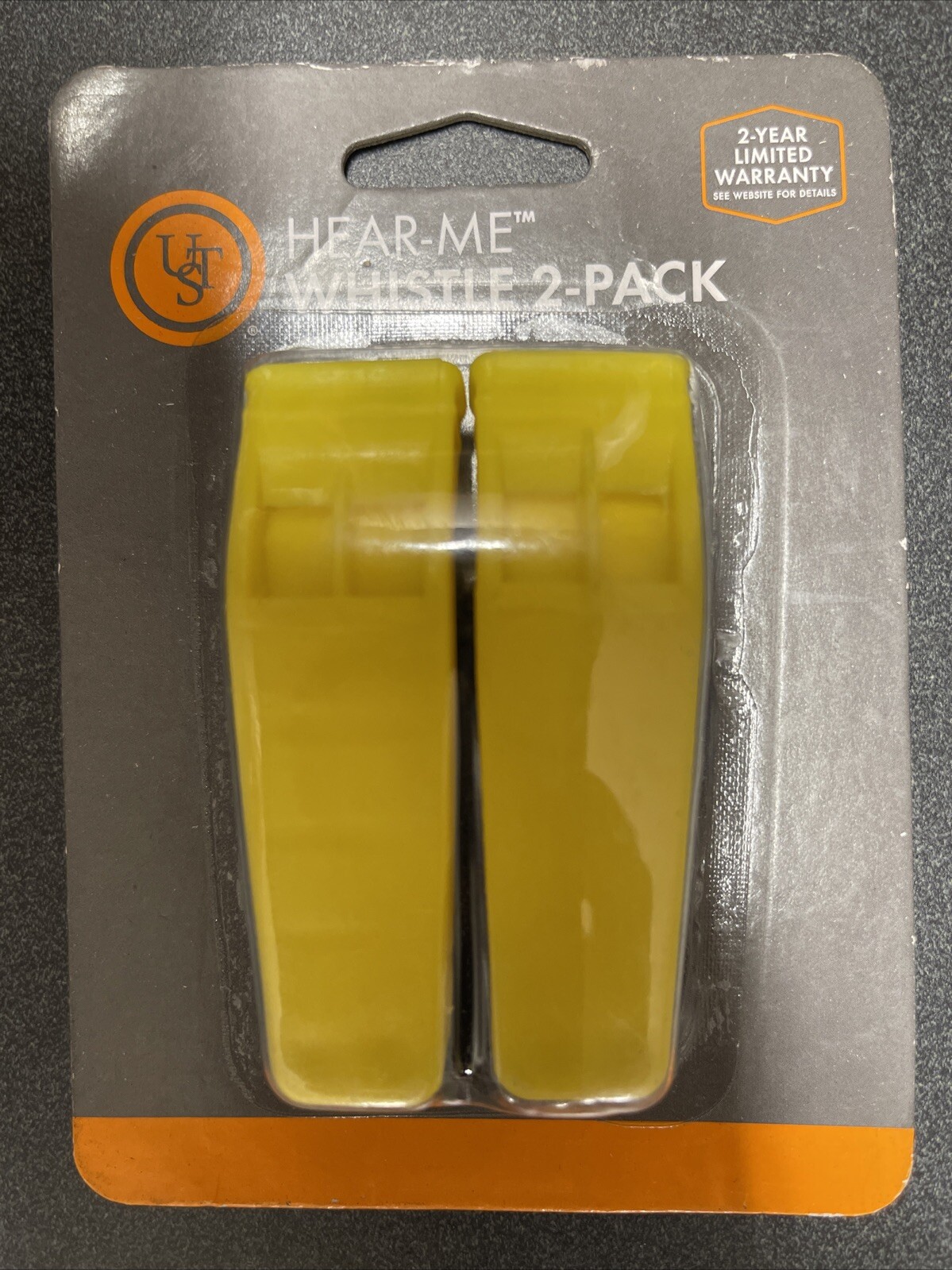 UST Marine Emergency Whistles 2pk - Bright Yellow Survival Signal Device for Camping & Disaster Prep