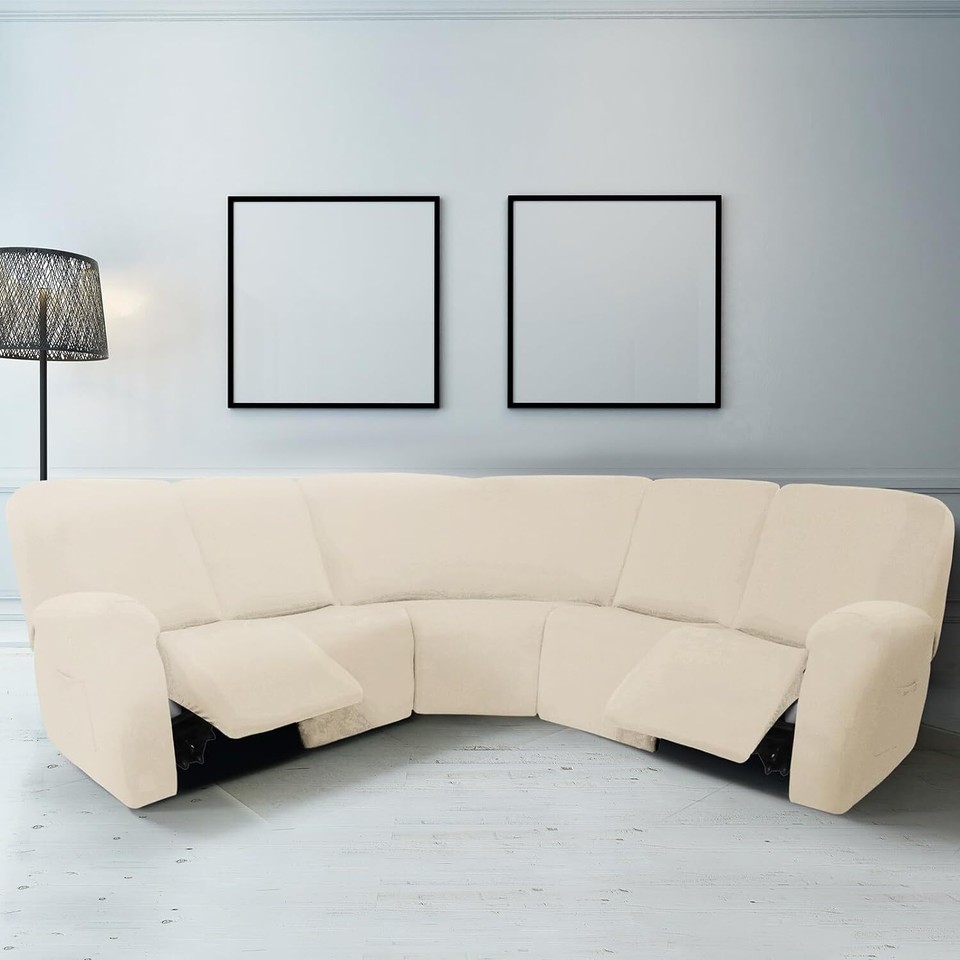 7 Pcs L Shape Sectional Recliner Sofa Cover 5 Seat Spandex Sectional